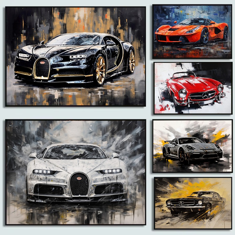 Luxury Lifestyle Cars - Vintage Ölgemälde Stil Autos Poster Luxus