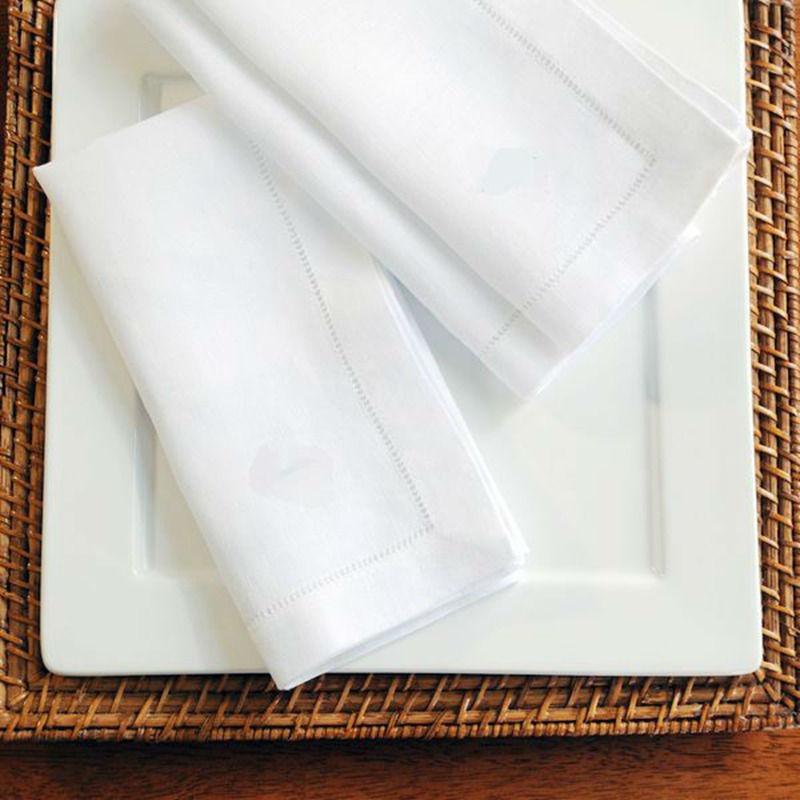 6-teilige weiße Saumstich-Serv – Linen Napkin Set Bewertung und Preis