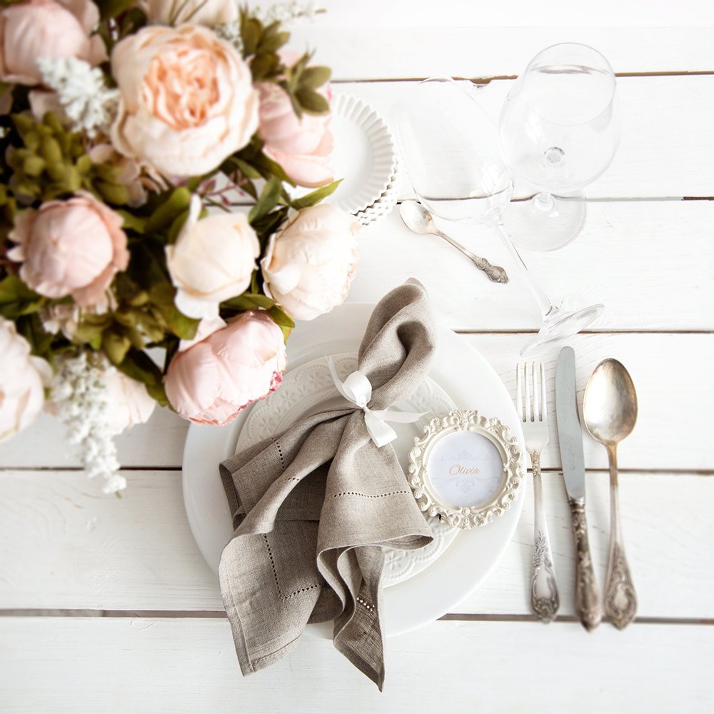 6-teilige weiße Saumstich-Serv – Linen Napkin Set Bewertung und Preis